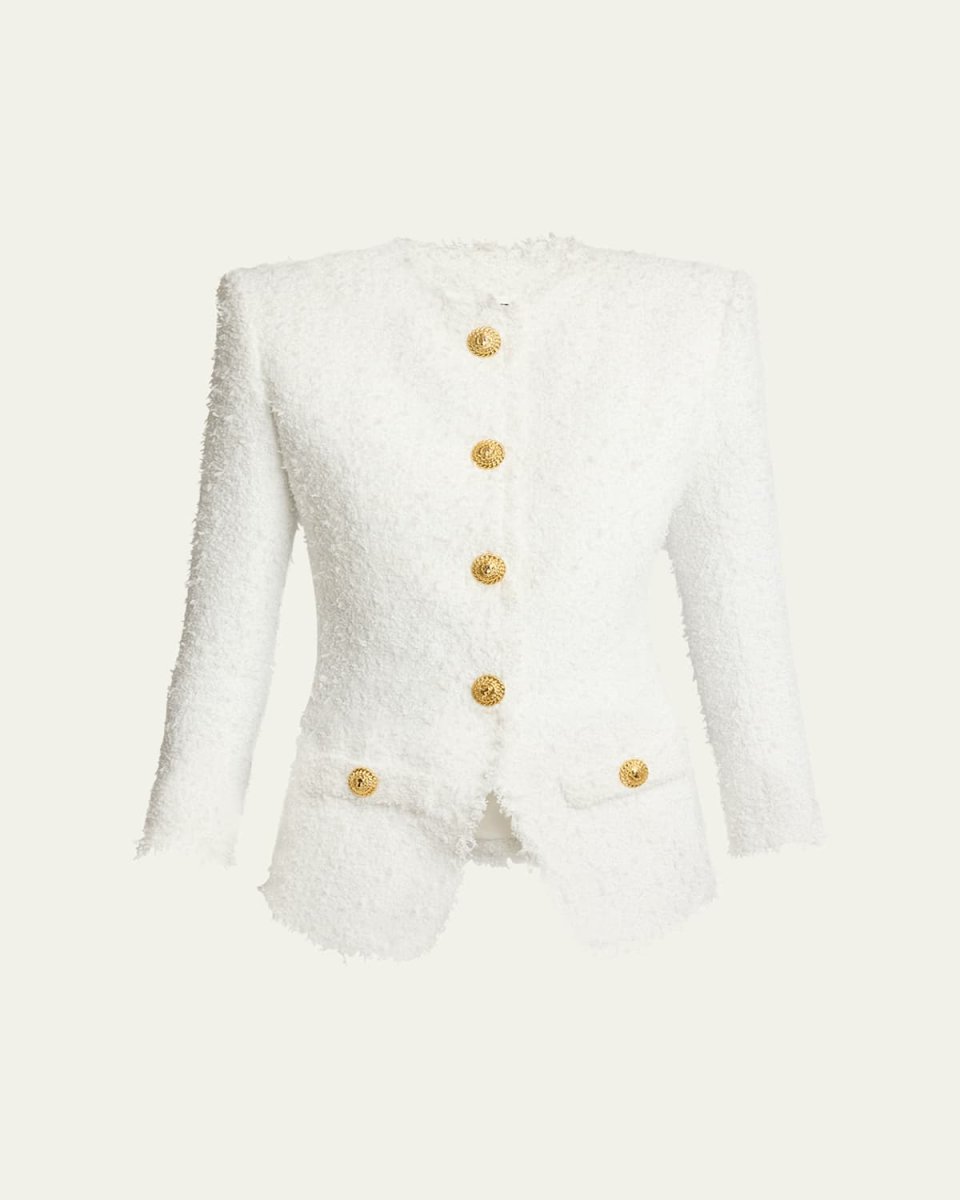 Collarless Tweed Jacket